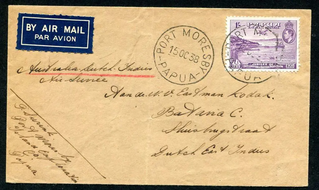 1938 (15th Oct) Port Moresby by airmail to Eastman ... Image 1++