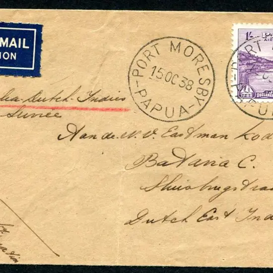 1938 (15th Oct) Port Moresby by airmail to Eastman ...