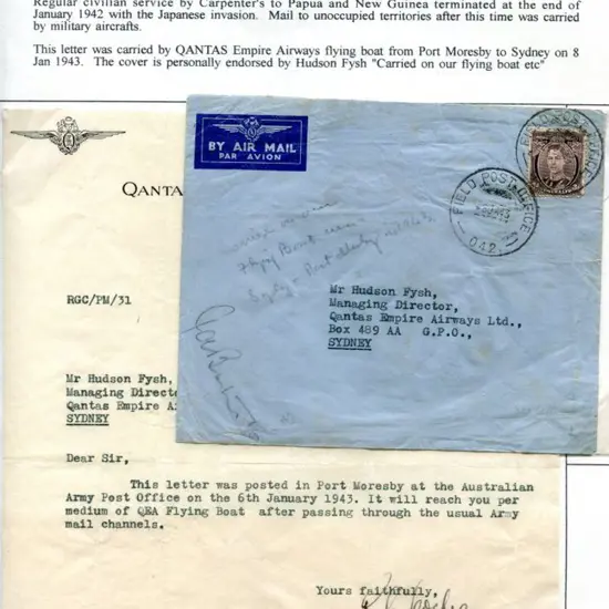 1943 (6th Jan) Port Moresby to Sydney cover ...