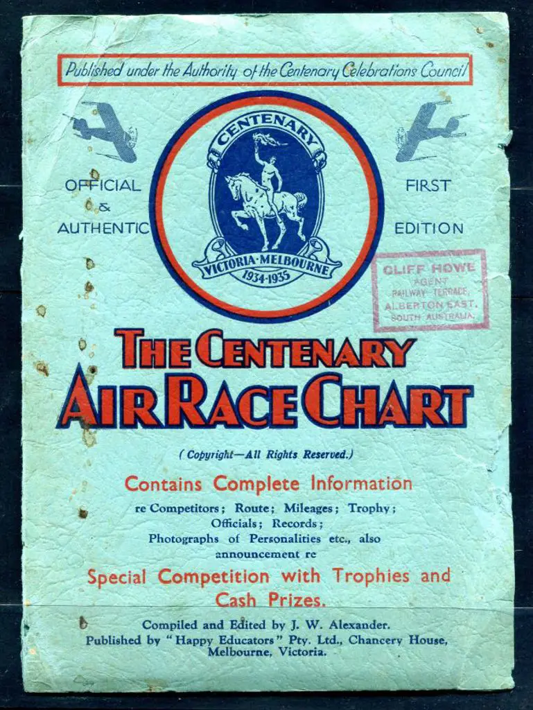 1934 "The Centenary Air Race Chart" 1st Edition ... Image 1++