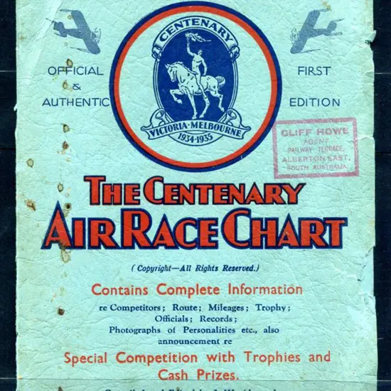 1934 "The Centenary Air Race Chart" 1st Edition ...