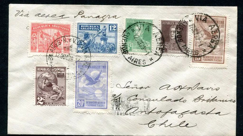 Argentina 1929 (12th Oct) Argentina to Chile ... Image 1++