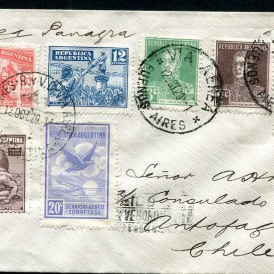 Argentina 1929 (12th Oct) Argentina to Chile ...