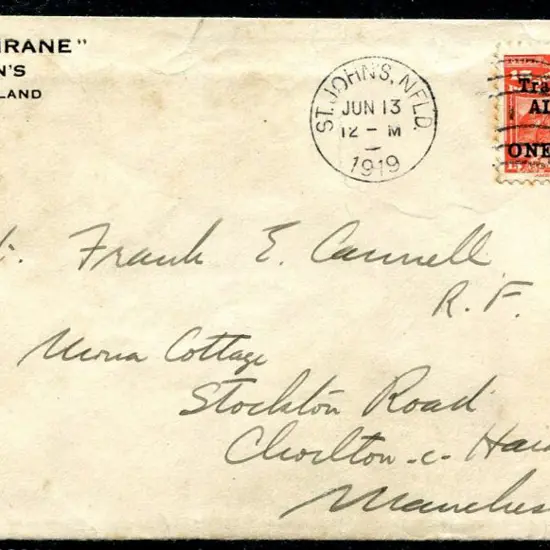 Canada 1919 (14th June) St John's, Newfoundland to ...