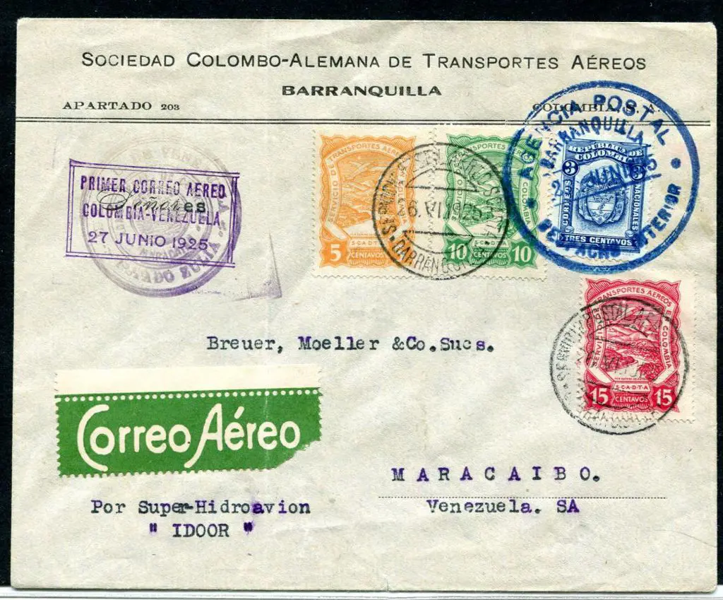 Colombia 1925 (27th June) Colombia to Venezuela ... Image 1++