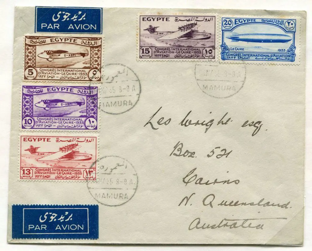 Egypt 1935 (31st Mar) Egypt to Australia with full ... Image 1++