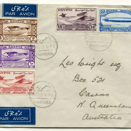 Egypt 1935 (31st Mar) Egypt to Australia with full ...