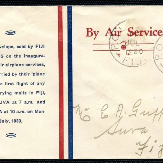 Fiji 1930 (14th July) Labasa to Suva printed Fiji ...
