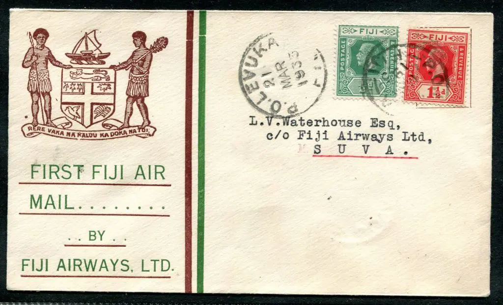 Fiji 1933 (21st Mar) Levuka to Suva on Fiji ... Image 1++