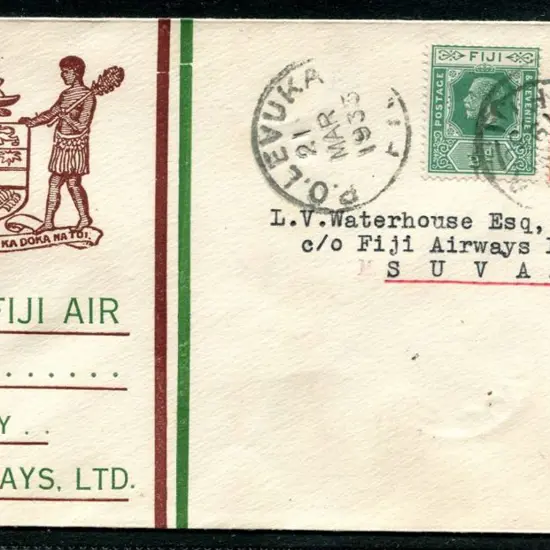 Fiji 1933 (21st Mar) Levuka to Suva on Fiji ...