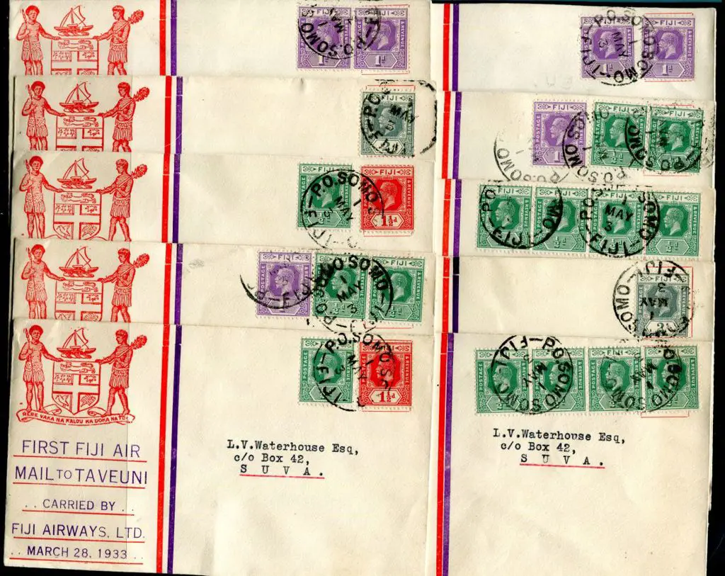 Fiji 1933 (1st May) Fiji Airways printed "First ... Image 1++