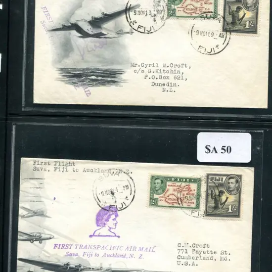 Fiji 1941 (9th Nov) Fiji to USA x 6 & one to NZ ...