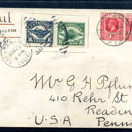 Fiji 1925 (25th Aug) Suva, Fiji to San Francisco, ...