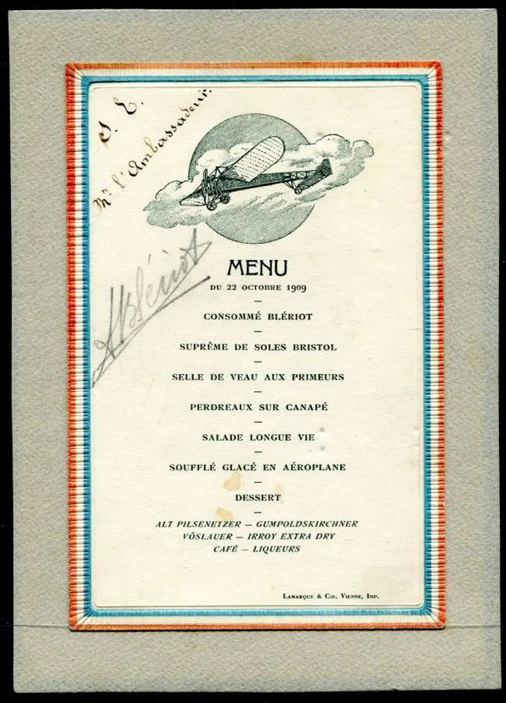 France 1909 (22nd Oct) Menu card from aviation ... Image 1++