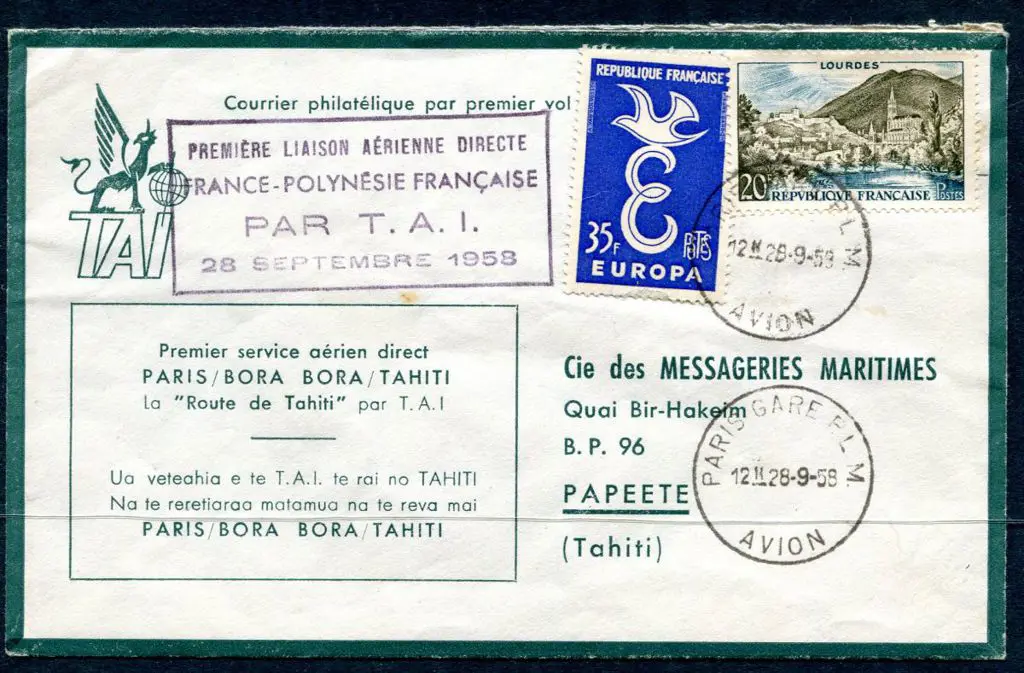 France 1958 (28th Sept) France to French Polynesia ... Image 1++