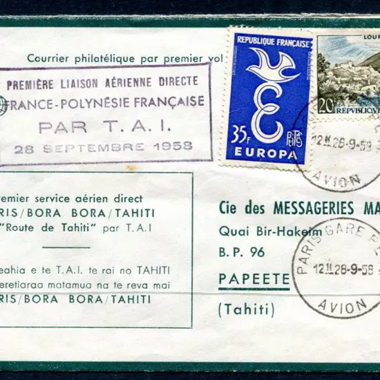 France 1958 (28th Sept) France to French Polynesia ...