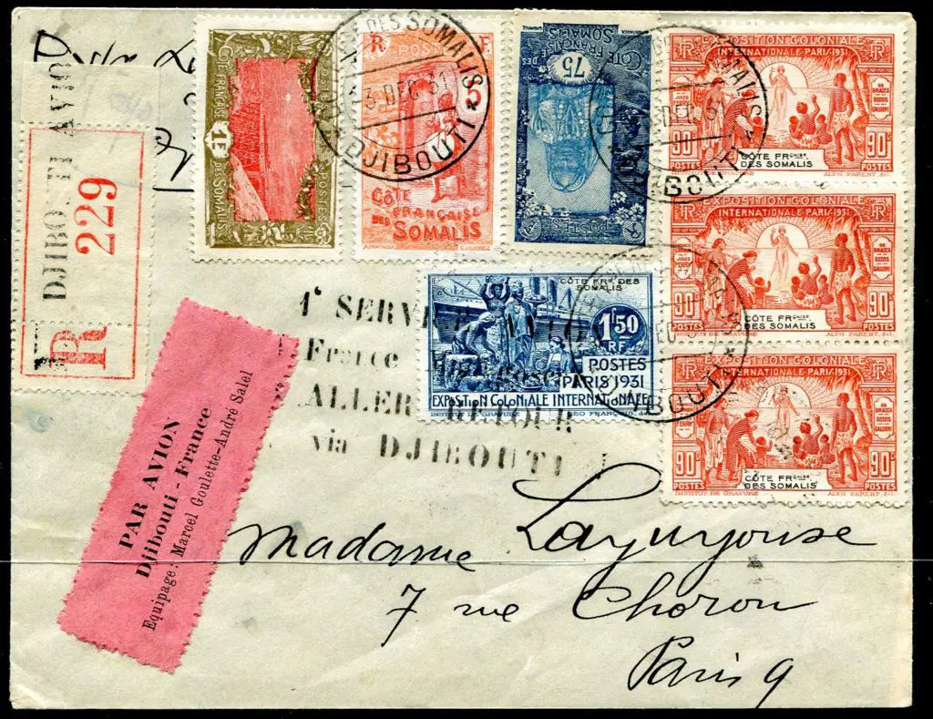 French Somalia 1931 (3rd Dec) Djibouti to France & ... Image 1++