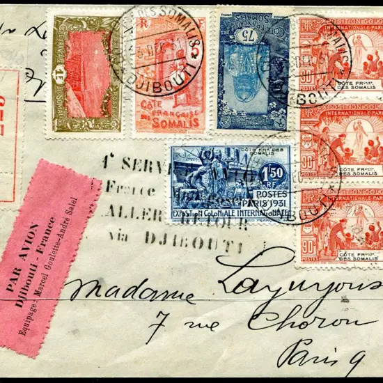 French Somalia 1931 (3rd Dec) Djibouti to France & ...
