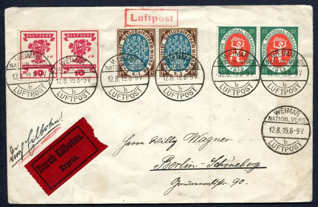 Germany 1919 (12th Aug) Weimar to Berlin airmail ... Image 1++