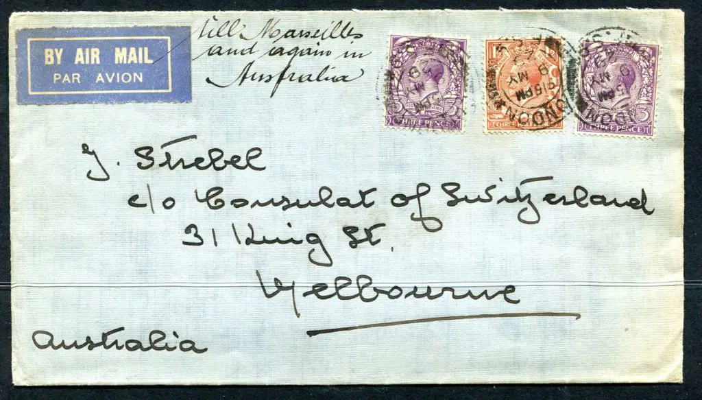 Great Britain 1929 (9th May) London to Consulat of ... Image 1++