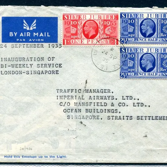 Great Britain 1935 (24th Sept) London to Singapore ...