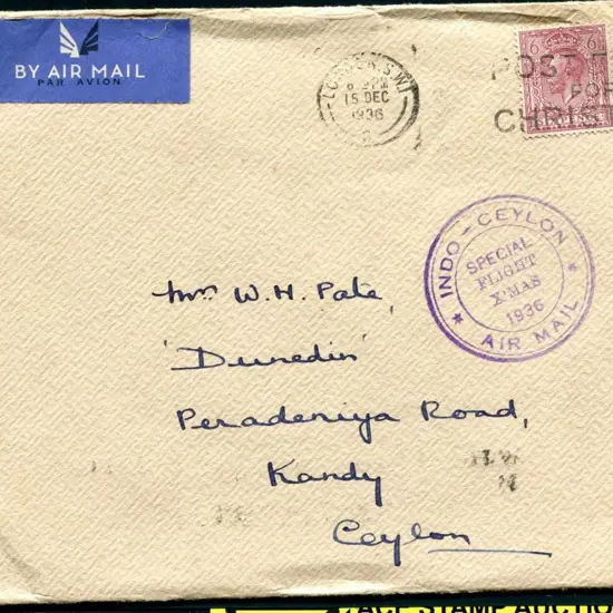 Great Britain 1936 (15th Dec) London to Ceylon ...