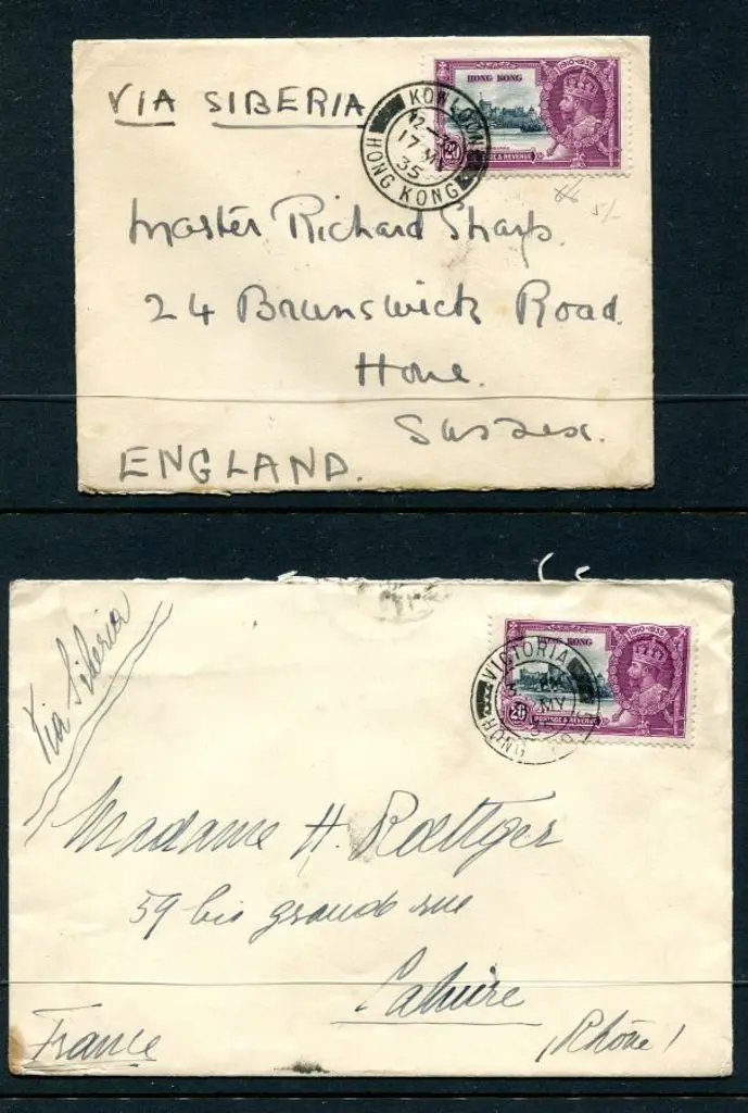 Hong Kong 1935 (8th & 17th May) covers from Hong ... Image 1++