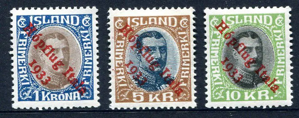 Iceland 1933 "Hopflug Italia 1933" Balboa ... Image 1++
