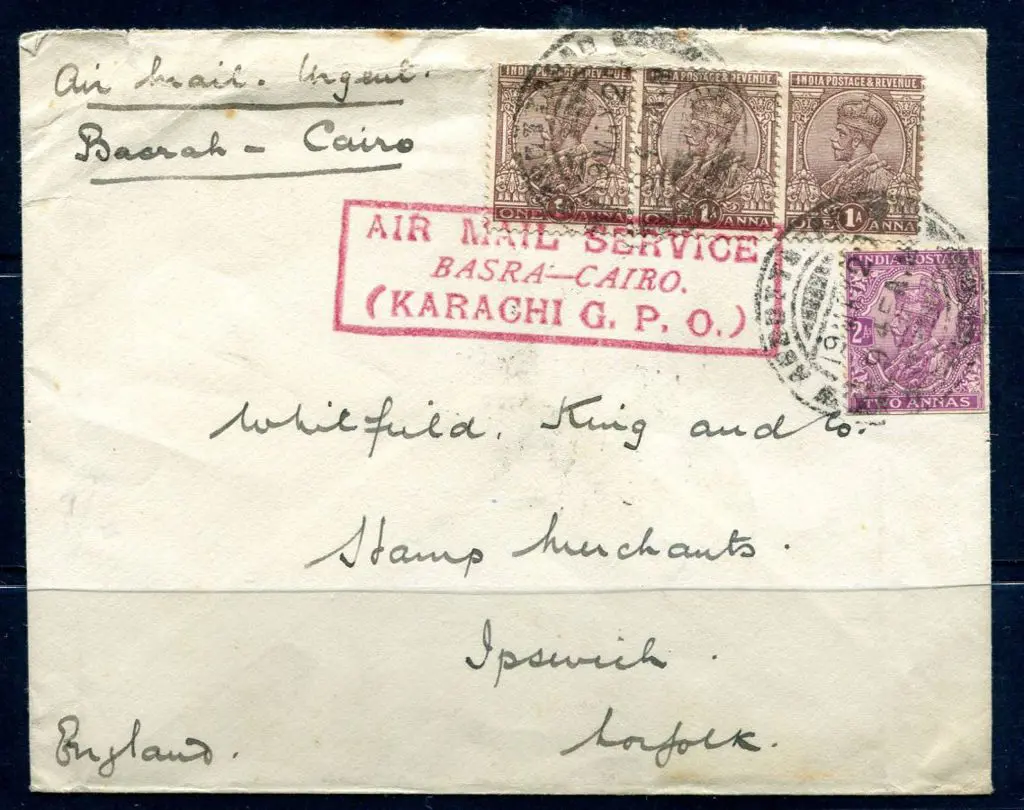 India 1927 (19th May) "Air Mail Service Basra - ... Image 1++
