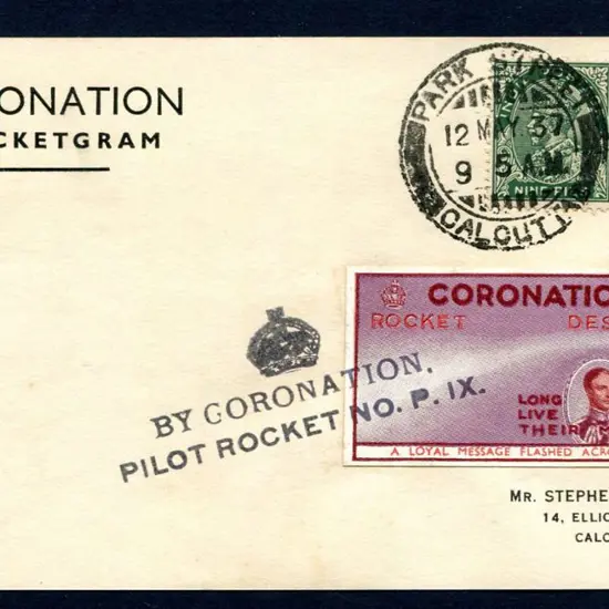 India 1937 (12th May) "Coronation Rocketgram" ...