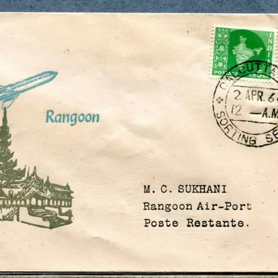 India 1964 (2nd April) Calcutta to Rangoon ...