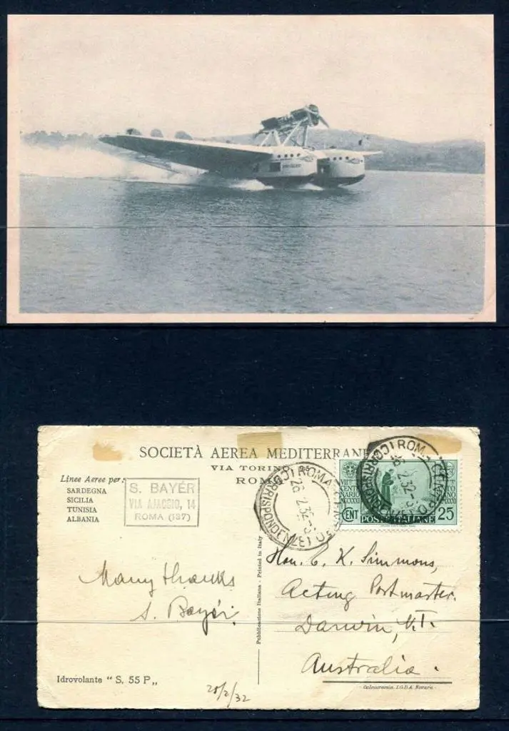 Italy 1932 (26th Feb) Idrovolante "S55P" flying ... Image 1++