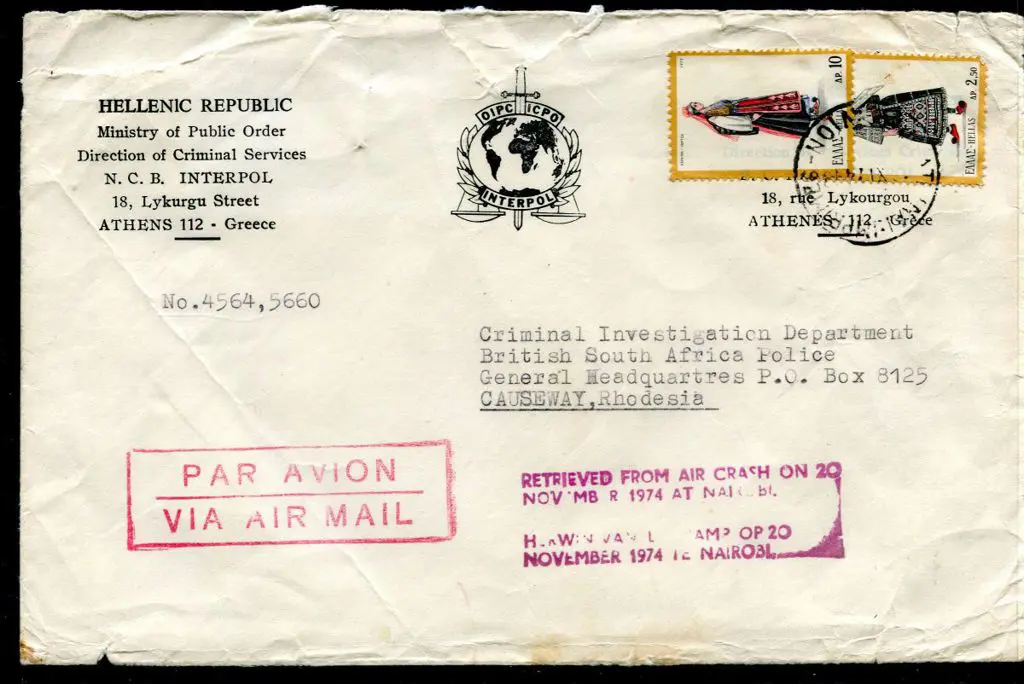 Kenya/Greece/South Africa 1974 (18th Nov) ditto ... Image 1++