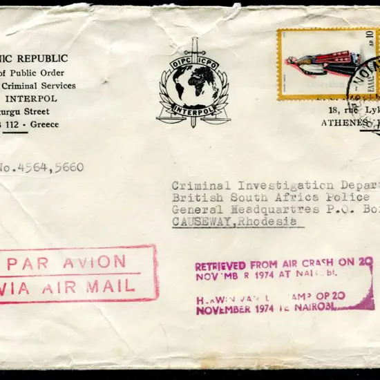 Kenya/Greece/South Africa 1974 (18th Nov) ditto ...