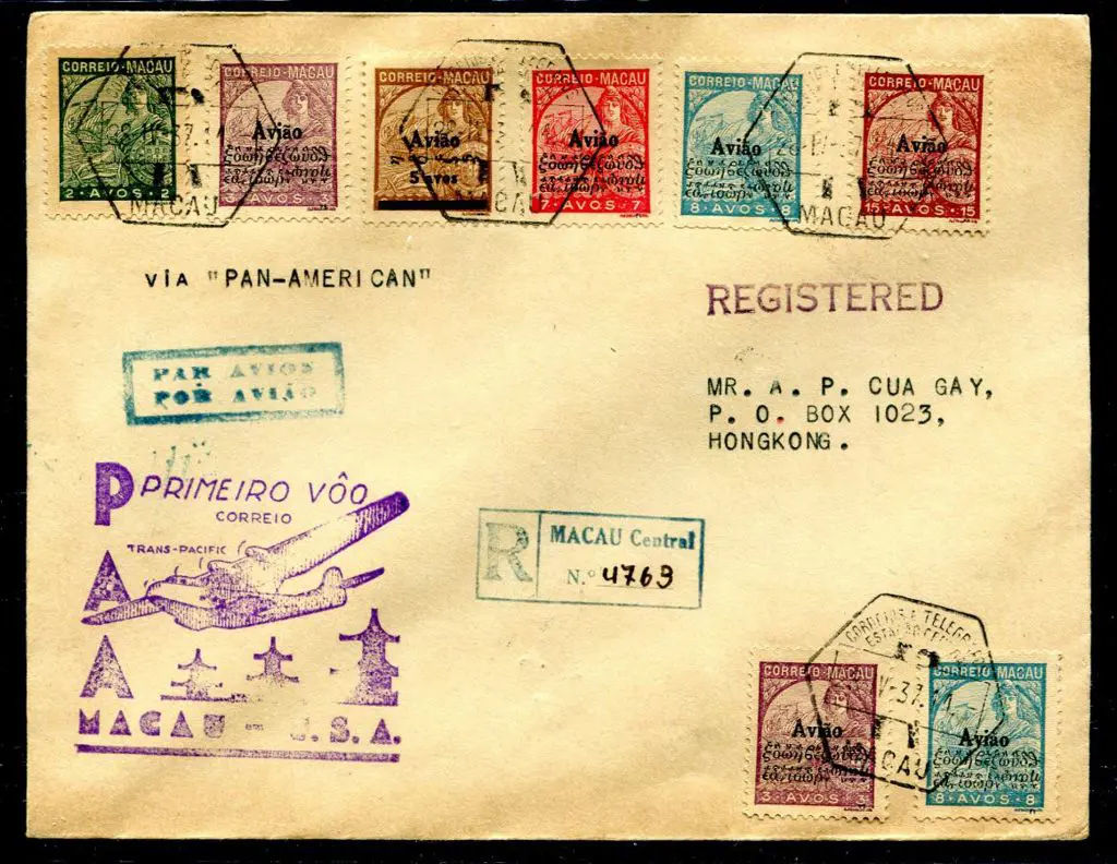 Macau 1937 (28th Apr) Pan-Am Macau to Hong Kong ... Image 1++