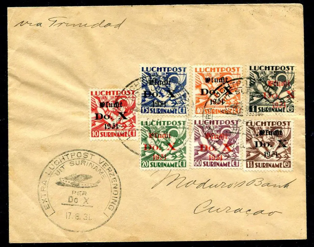 Netherlands 1931 (17th Aug) Suriname to Curacao ... Image 1++