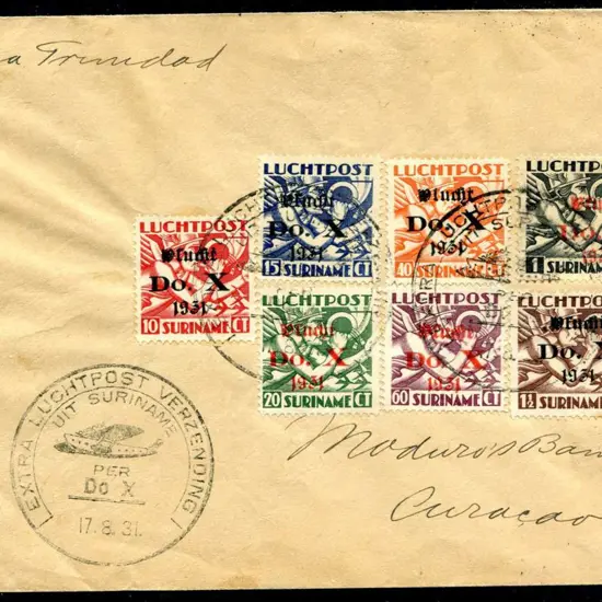 Netherlands 1931 (17th Aug) Suriname to Curacao ...