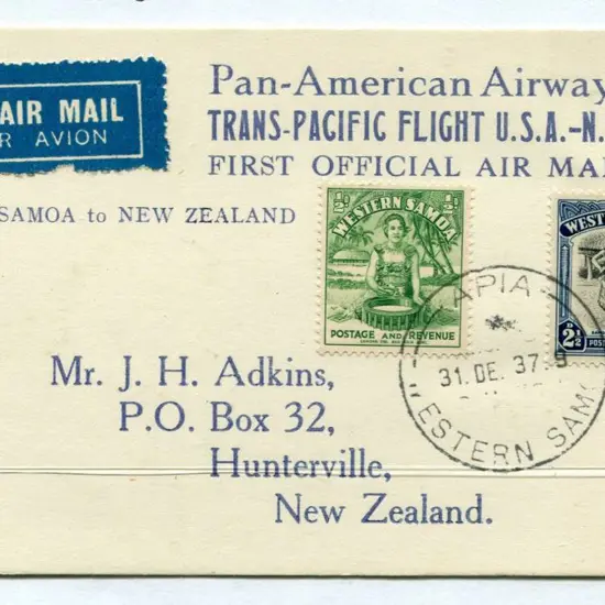 New Zealand 1937 (31st Dec) Samoa to New Zealand ...