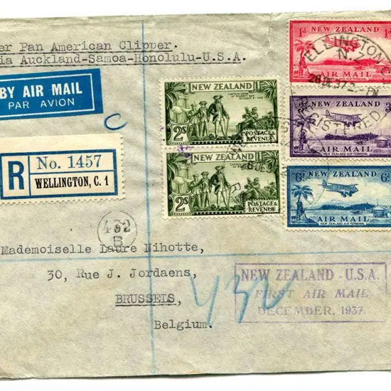 New Zealand 1938 (2nd Jan) New Zealand to USA ...