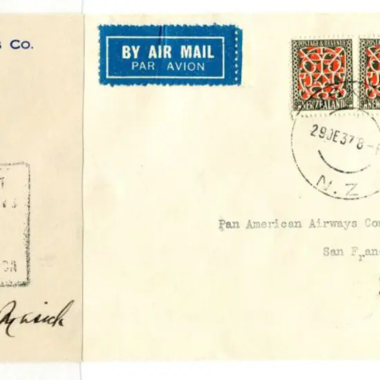 New Zealand 1938 (2nd Jan) New Zealand to Hawaii ...