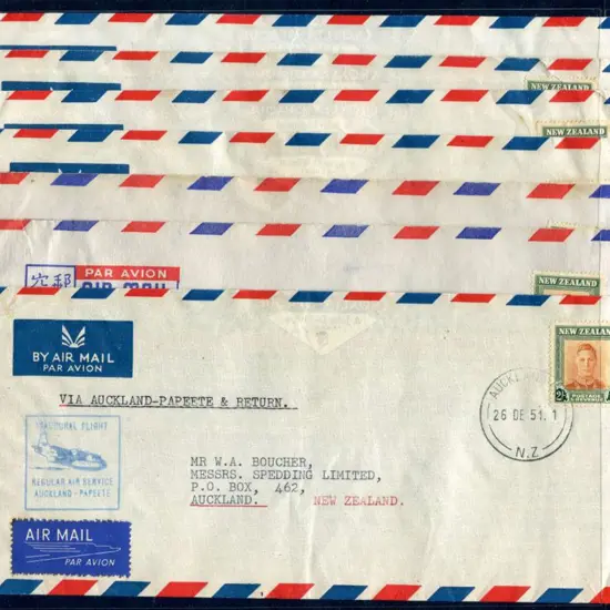 New Zealand 1951 (26th Dec) Auckland to Papeete & ...