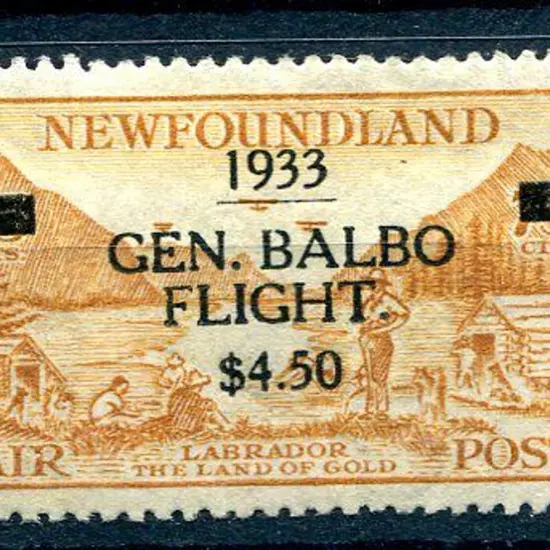 Newfoundland 1933 "Gen. Balbo Flight $4.50" ovpt ...