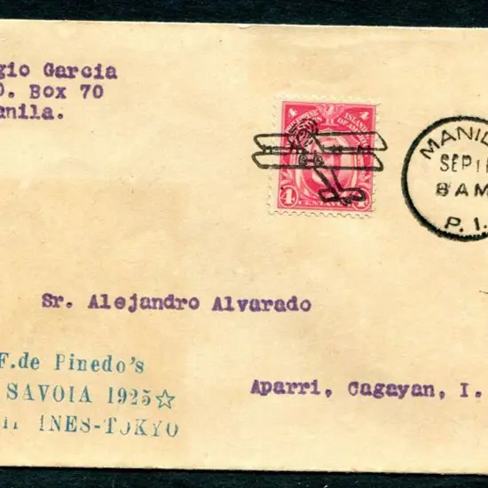 Philippines 1925 (16th Sept) Manilla to Aparri per ...