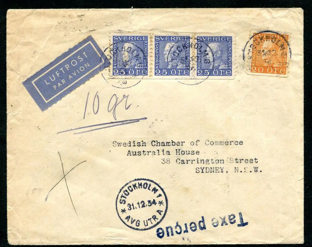 Sweden 1934 (31st Dec) Stockholm to Swedish ... Image 1++