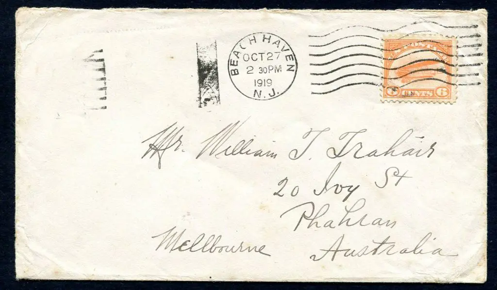 USA 1919 (27th Oct) New Jersey to Melbourne ... Image 1++