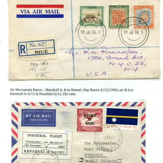 USA 1956 (12th Jan) Incoming airmail cover from ...