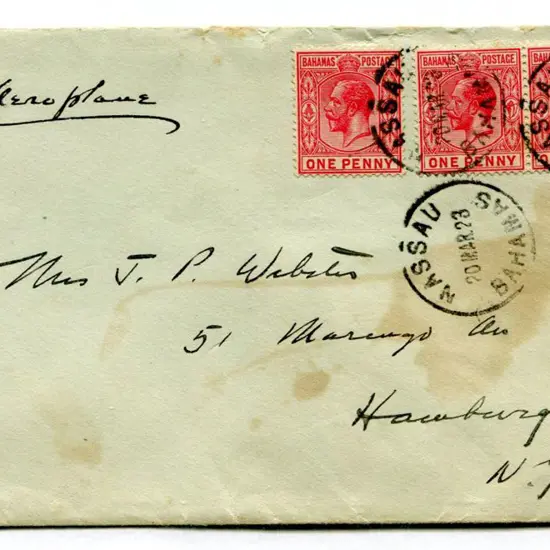 1923 (20th Mar) Nassau, Bahamas to New York by ...