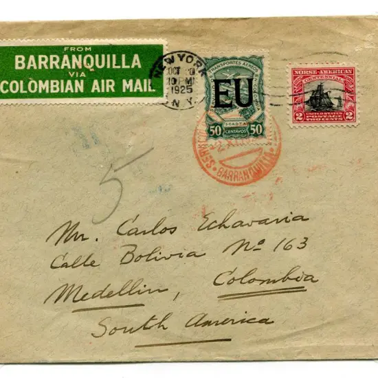 1925 (20th Oct) New York to Barranquilla, Colombia ...