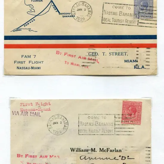 1929 (2nd Jan) Nassau to Miami first return flight ...