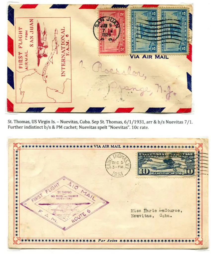 1929 (9th Jan) & 1931 (5th Dec) San Juan to Miami, ... Image 1++